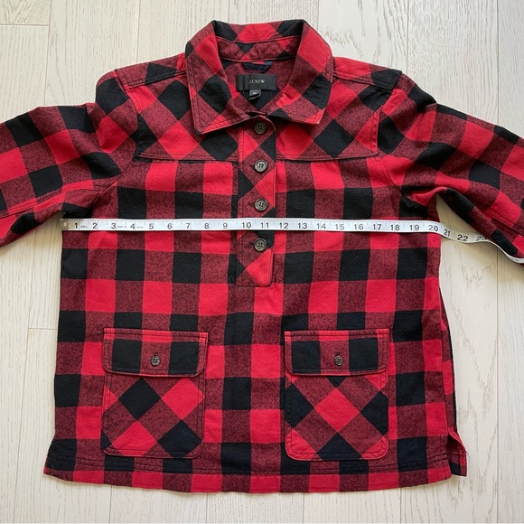 JCrew Wool Buffalo Check Plaid Half Button Up Pullover Shirt Jacket Shacket - Picture 12 of 13